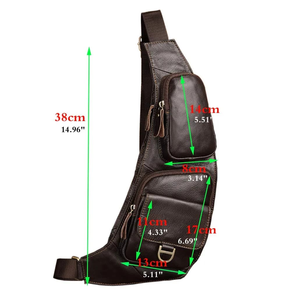 Hebetag Leather Sling Bag Backpack 31cm (12.2") | Vintage Crossbody Daypack for Men & Women - view 7