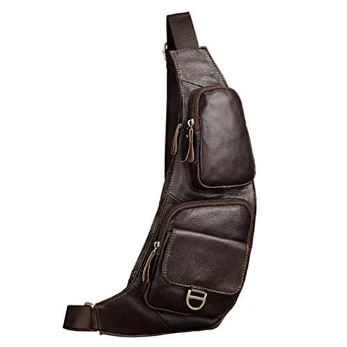 Hebetag Leather Sling Bag Backpack 31cm (12.2") | Vintage Crossbody Daypack for Men & Women thumbnail 1