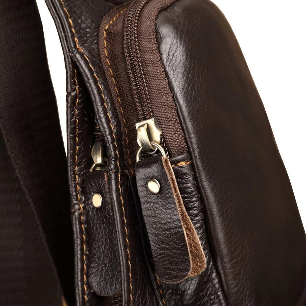 Hebetag Leather Sling Bag Backpack 31cm (12.2") | Vintage Crossbody Daypack for Men & Women - view 8