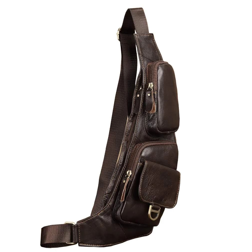 Hebetag Leather Sling Bag Backpack 31cm (12.2") | Vintage Crossbody Daypack for Men & Women - view 2