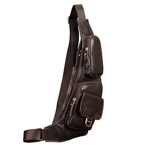 Hebetag Leather Sling Bag Backpack 31cm (12.2") | Vintage Crossbody Daypack for Men & Women thumbnail 2