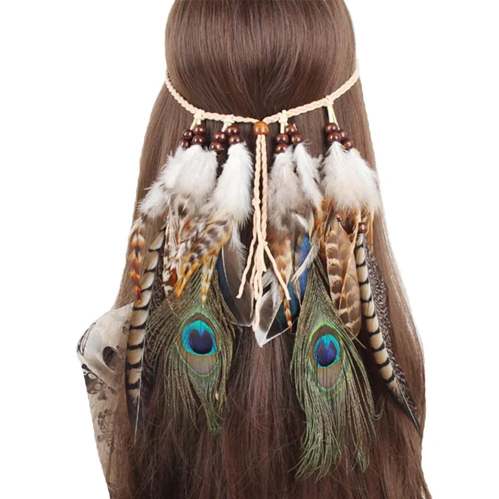 WLBON Halloween Boho Feather Headband 1 Count | Versatile Bohemian Hair Accessory for Women