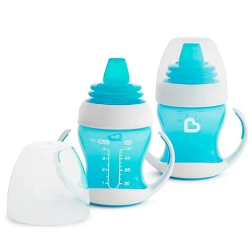 Munchkin Gentle Transition Baby Sippy Cup, Spill Proof, 4 Ounce, 2 Pack | Soft Silicone Spout & Handles for 4+ Months thumbnail 1