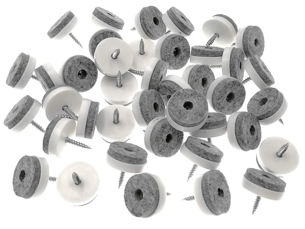 ALIMITOPIA 40pcs Screw-on Furniture Felt Pad Chair Glide Slider 20mm (0.8") White | Protects Hardwood Floors - main product image