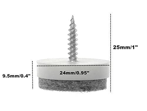 ALIMITOPIA Screw-on Furniture Felt Pads 24mm (0.95") White, 40 Count | Protect Hardwood Floors & Furniture Legs thumbnail 2