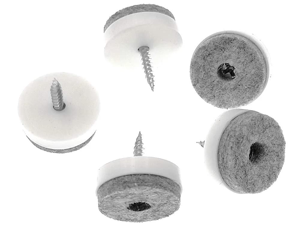 ALIMITOPIA 40pcs 24mm Screw-on Felt Furniture Pads for Chair Legs - White - view 4