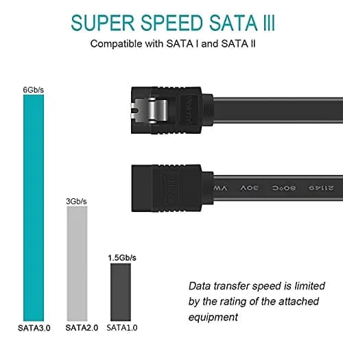 BENFEI SATA Cable III 3 Pack 18 Inch | 6Gbps Data Transfer with Locking Latch thumbnail 2