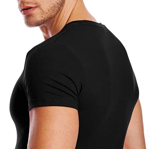Zecmos Men's Black V Neck T-Shirt Slim Fit 100% Cotton | Lightweight Undershirt thumbnail 6