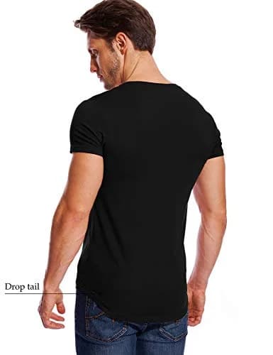 Zecmos Men's Black V Neck T-Shirt Slim Fit 100% Cotton | Lightweight Undershirt thumbnail 3