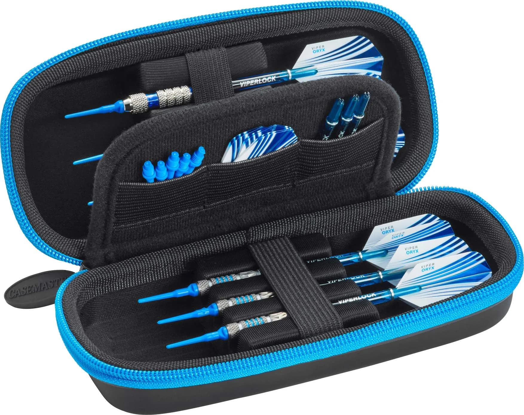 Casemaster Sentry Slim 6 Dart Case Blue Zipper | Heavy-Duty EVA Shell for 6 Darts