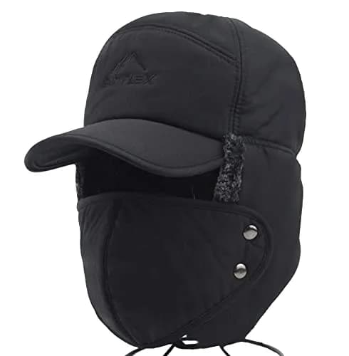 Greenery-GRE Black Trapper Hat with Fur Lining | Windproof & Insulated for Cold Weather thumbnail 1
