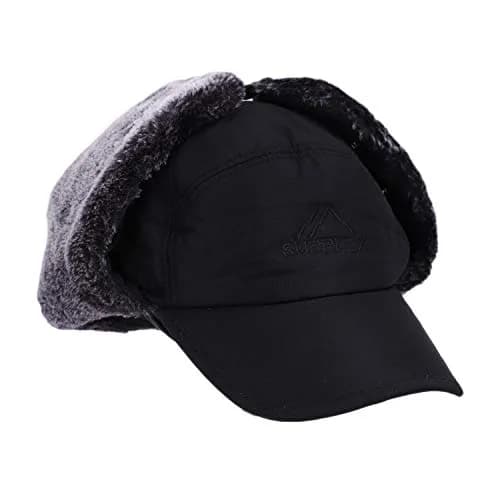 Greenery-GRE Black Trapper Hat with Fur Lining | Windproof & Insulated for Cold Weather thumbnail 6