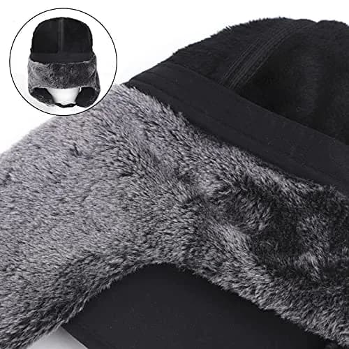 Greenery-GRE Black Trapper Hat with Fur Lining | Windproof & Insulated for Cold Weather thumbnail 8