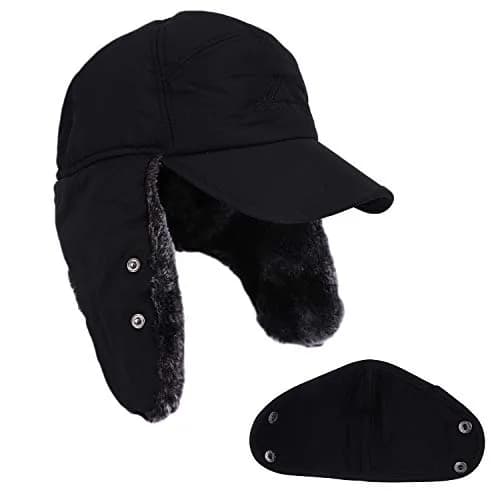 Greenery-GRE Black Trapper Hat with Fur Lining | Windproof & Insulated for Cold Weather thumbnail 4