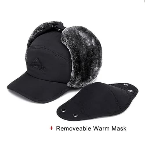 Greenery-GRE Black Trapper Hat with Fur Lining | Windproof & Insulated for Cold Weather thumbnail 5