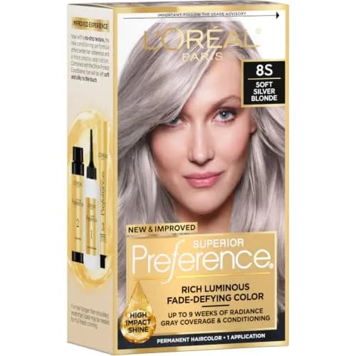 L'Oreal Paris Superior Preference Permanent Hair Color 8S Soft Silver Blonde | Fade-Defying Radiance Up to 9 Weeks thumbnail 1
