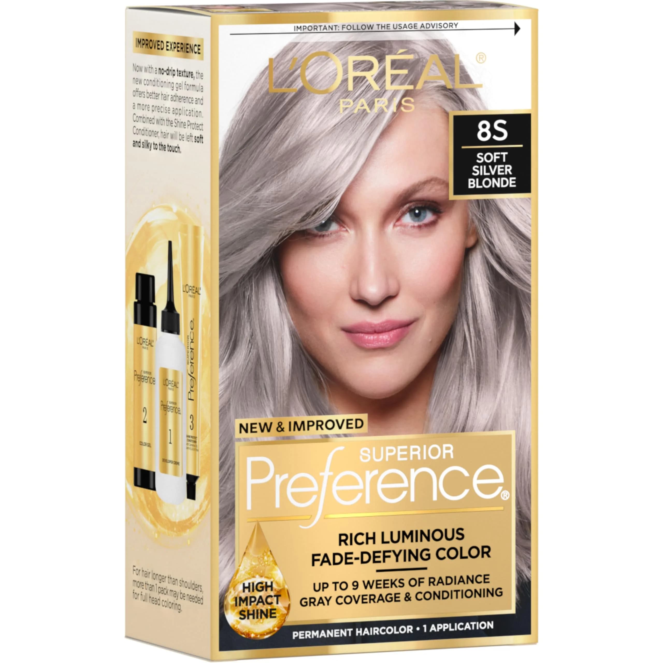 L'Oreal Paris Superior Preference Permanent Hair Color 8S Soft Silver Blonde | Fade-Defying Radiance Up to 9 Weeks - main product image