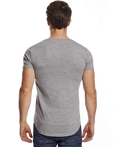 Zecmos Men's Deep V Neck T-Shirt Slim Fit Undershirt Gray XXL | Breathable Cotton for Daily Wear thumbnail 2