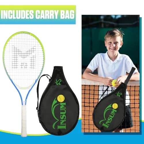 INSUM Junior Tennis Racket 25 Inch (63.5 cm) | Ages 9-10, Lightweight Aluminum, Beginner Racquet with Cover thumbnail 5