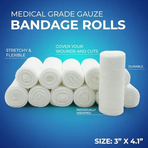 MED PRIDE Conforming Gauze Rolls 12 Pack | Disposable Nonsterile Wound Dressings for Minor Injuries thumbnail 2