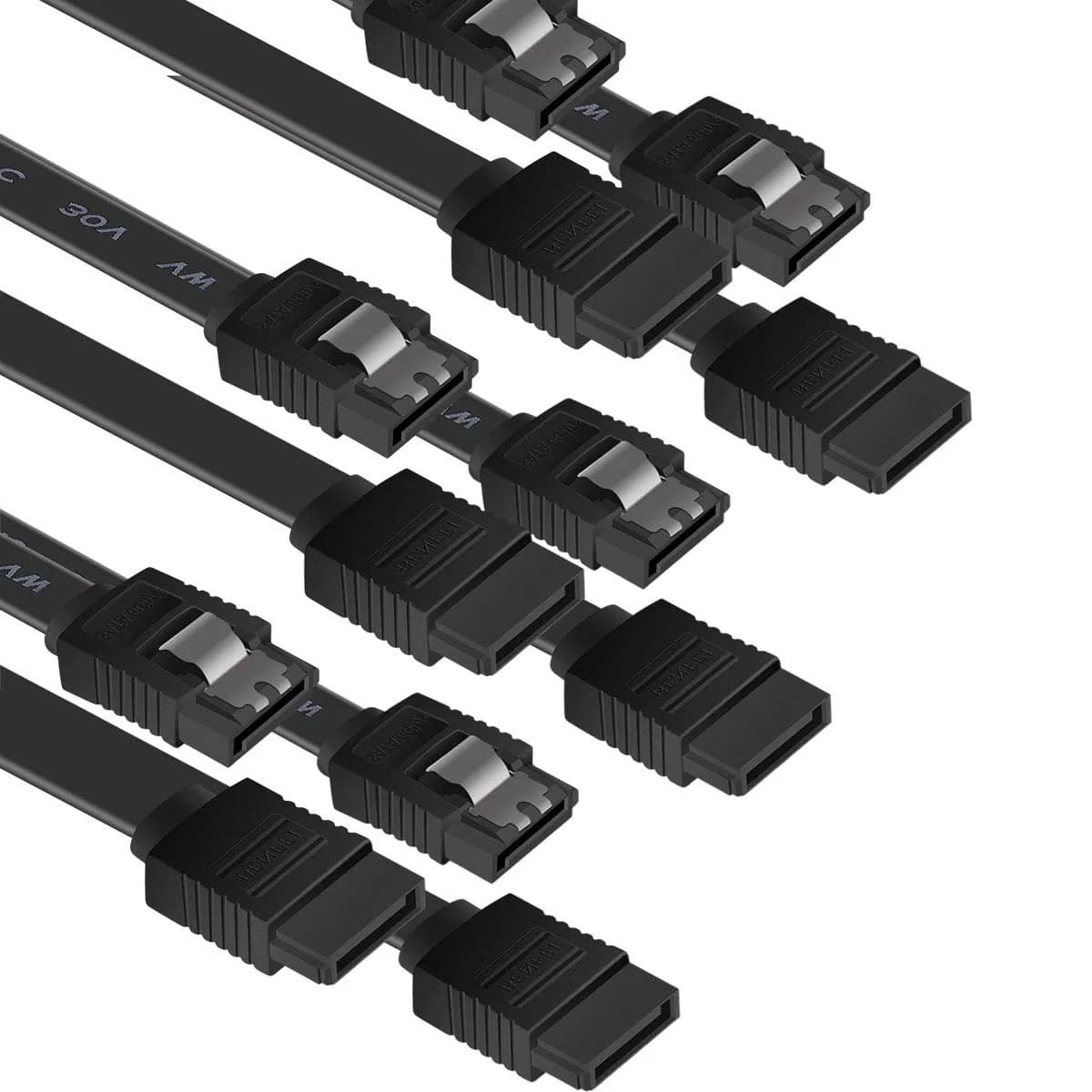 BENFEI SATA Cable III, 6 Pack 18 Inch | 6Gbps Data Transfer with Locking Latch — Black