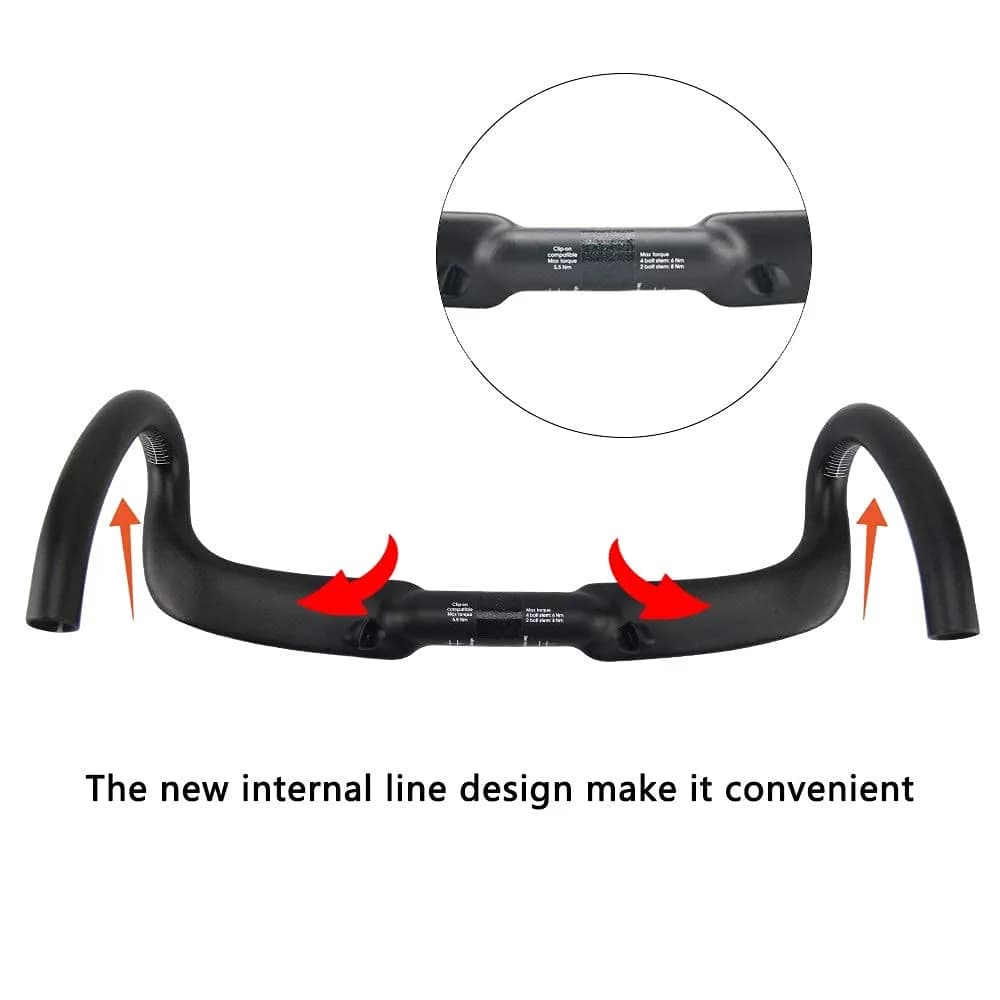 Alfa Pasca Carbon Road Bike Handlebars 31.8mm x 420mm | Lightweight T800 Carbon Fiber with Internal Routing - view 7