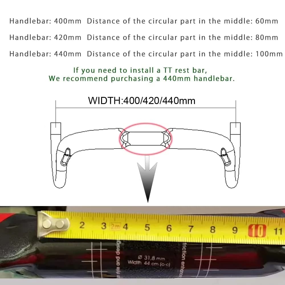 Alfa Pasca Carbon Road Bike Handlebars 31.8mm x 420mm | Lightweight T800 Carbon Fiber with Internal Routing - view 2