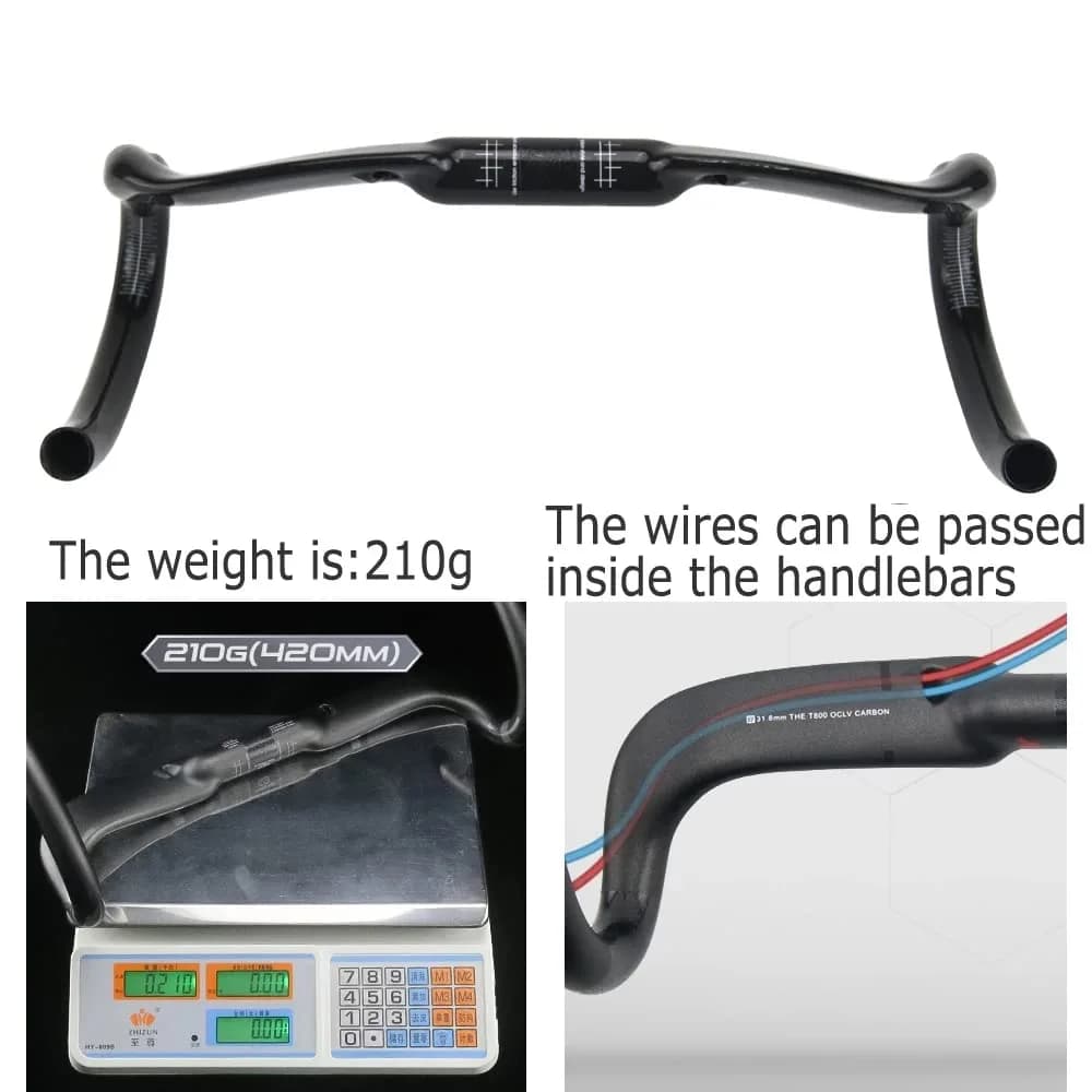 Alfa Pasca 31.8 x 420mm No Logo 3K Matte Carbon Fiber Aero Road Bike Handlebars - view 5