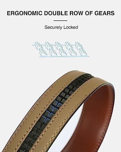 CHAOREN Ratchet Belt Replacement Strap 1 1/4" (32mm) Cognac Genuine Leather | Adjustable Fit for Waist 36"-42" thumbnail 5