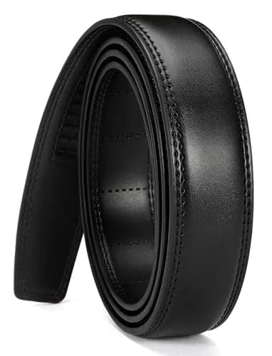 CHAOREN Ratchet Belt Replacement Strap 1.25" (32mm) Gun Black Leather | Adjustable Fit for 36"-42" Waist thumbnail 1