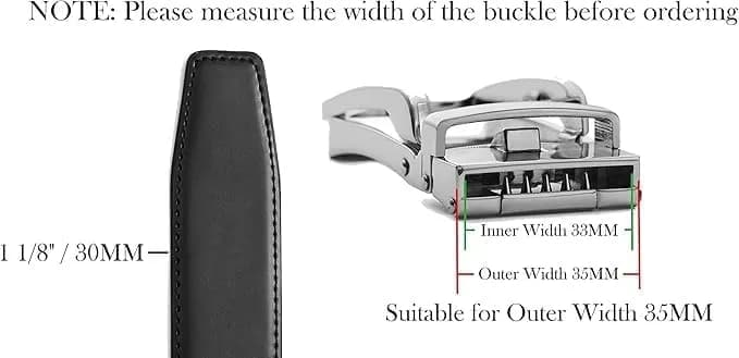 CHAOREN Ratchet Belt Replacement Strap 1.25" (32mm) Gun Black Leather | Adjustable Fit for 36"-42" Waist thumbnail 7