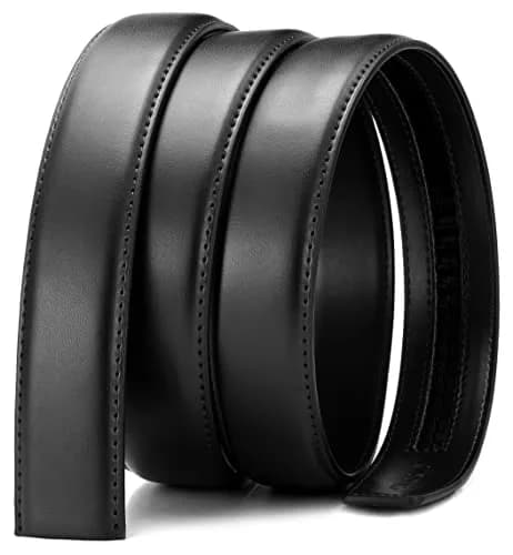 CHAOREN Ratchet Belt Replacement Strap 1.25" (32mm) Gun Black Leather | Adjustable Fit for 36"-42" Waist thumbnail 2