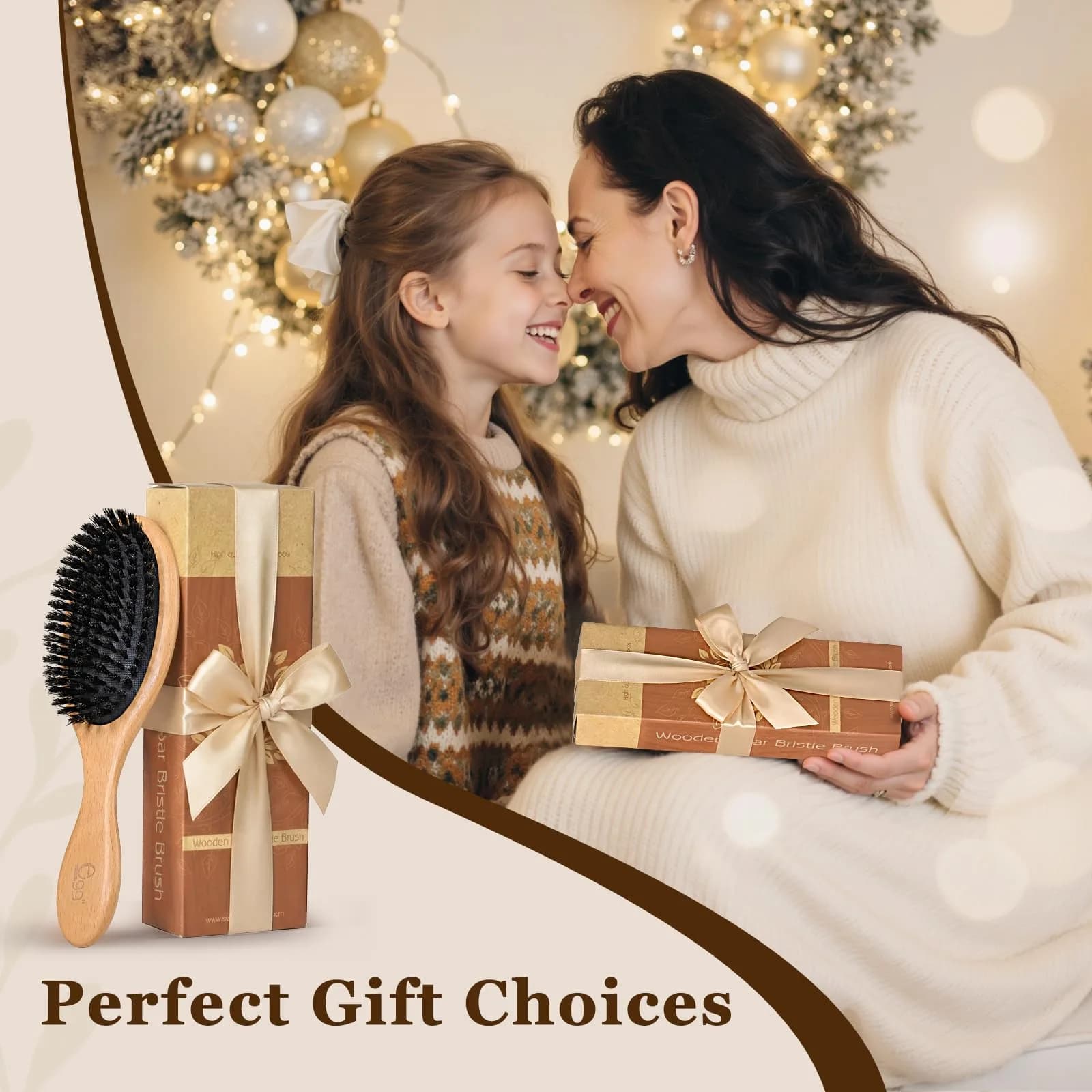 BLACK EGG Boar Bristle Hair Brush for Thin Fine Hair | Natural Bristles, Beech Wood Handle, Oval Shape - view 7