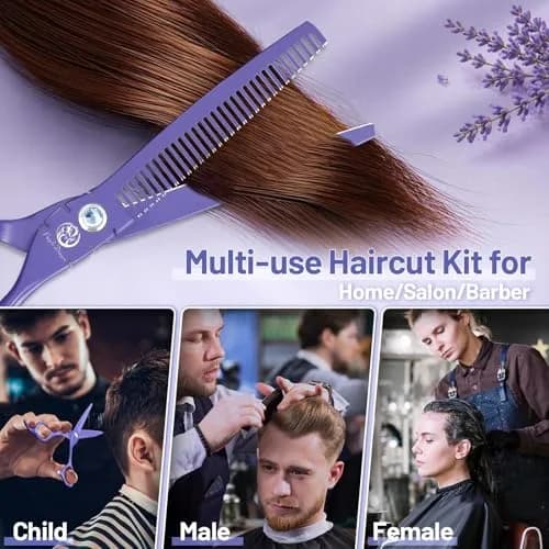 Purple Dragon 6 in Hair Cutting Scissors Kit with Bag for Barbers - Violet | Razor Sharp Japanese Steel, Ergonomic Handle, 5.5" thumbnail 5