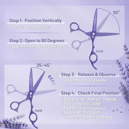 Purple Dragon 6 in Hair Cutting Scissors Kit with Bag for Barbers - Violet | Razor Sharp Japanese Steel, Ergonomic Handle, 5.5" thumbnail 8