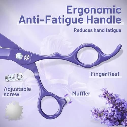 Purple Dragon 6 in Hair Cutting Scissors Kit with Bag for Barbers - Violet | Razor Sharp Japanese Steel, Ergonomic Handle, 5.5" thumbnail 3