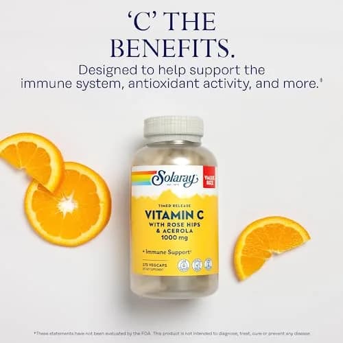 SOLARAY Vitamin C 1000 mg | Timed Release Capsules for Immune & Heart Support, 275 VegCaps thumbnail 3