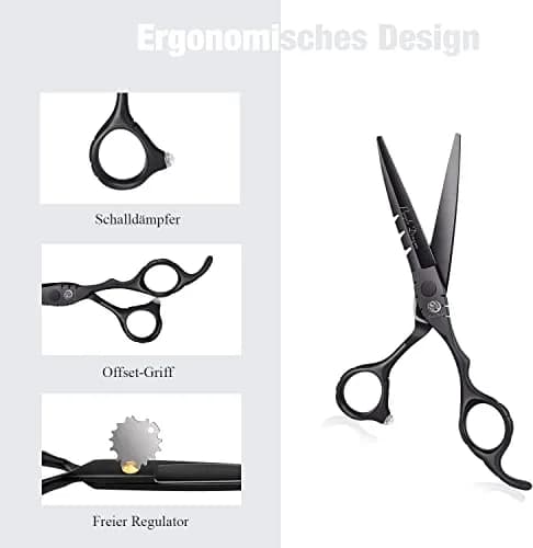 Purple Dragon 5.5 inch Hair Cutting Shears Set with Bag for Barbers - Black | Japanese 440C Steel Razor Sharp Blades thumbnail 4