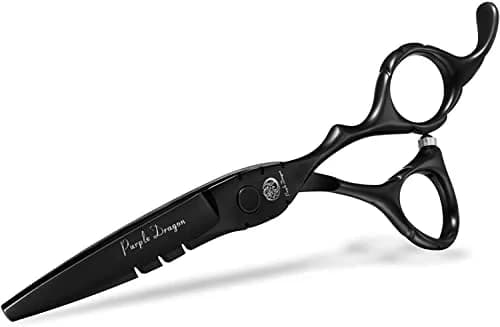 Purple Dragon 5.5 inch Hair Cutting Shears Set with Bag for Barbers - Black | Japanese 440C Steel Razor Sharp Blades thumbnail 5