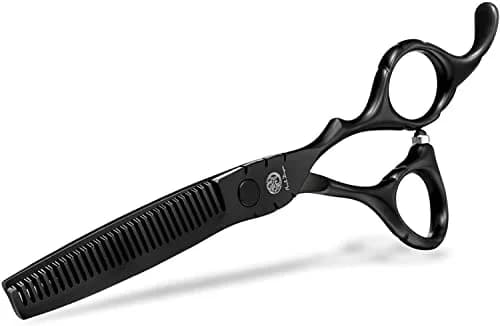 Purple Dragon 5.5 inch Hair Cutting Shears Set with Bag for Barbers - Black | Japanese 440C Steel Razor Sharp Blades thumbnail 6