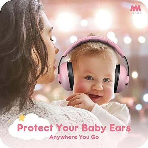 Mumba Baby Earmuffs Pink for Babies and Toddlers Ages 3-24+ Months | Noise Cancelling Headphones with 31dB NRR thumbnail 4