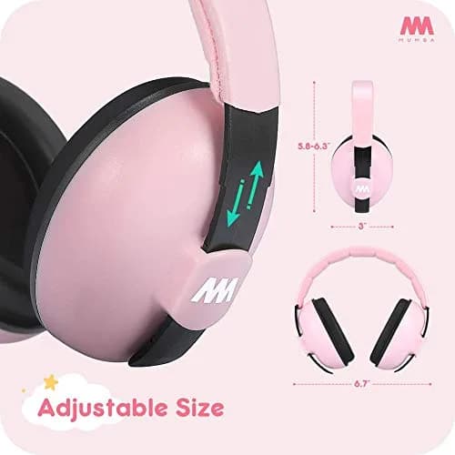 Mumba Baby Earmuffs Pink for Babies and Toddlers Ages 3-24+ Months | Noise Cancelling Headphones with 31dB NRR thumbnail 9