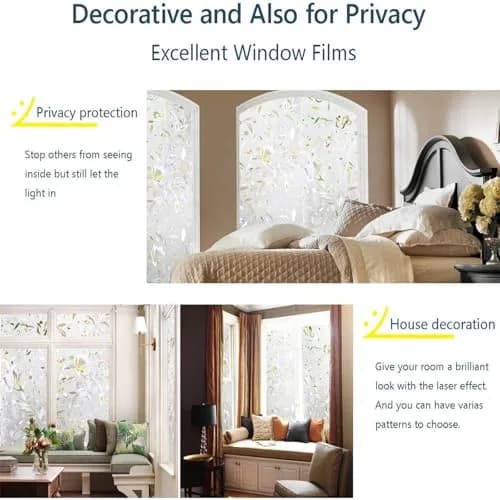LEMON CLOUD Tulip Stained Glass Window Film 90cm x 400cm (35.4" x 157.4") | Rainbow UV Blocking Static Cling thumbnail 4