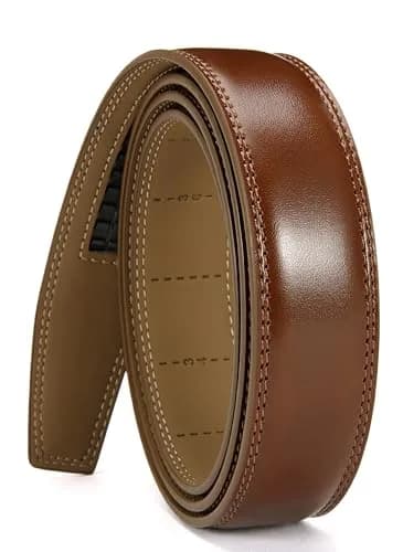 CHAOREN Ratchet Belt Replacement Strap 1 1/4" (32mm) Cognac Genuine Leather | Adjustable Fit for 42"-48" Waist thumbnail 1