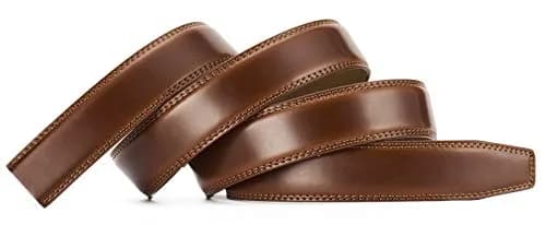 CHAOREN Ratchet Belt Replacement Strap 1 1/4" (32mm) Cognac Genuine Leather | Adjustable Fit for 42"-48" Waist thumbnail 3