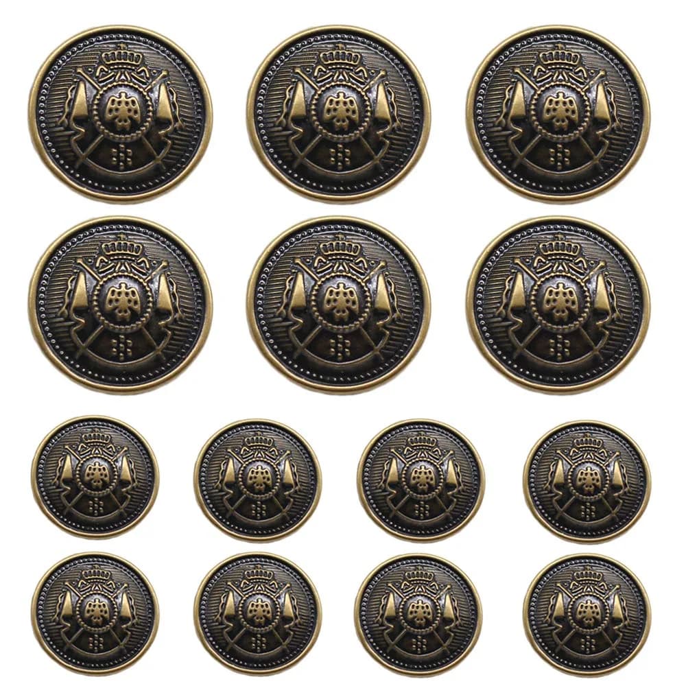 YaHoGa Antique Brass Blazer Buttons Set 20mm & 15mm | 14 PCS for Sewing - main product image