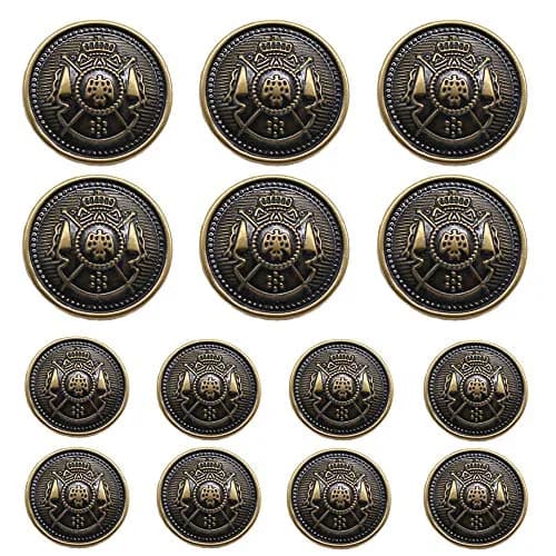 YaHoGa Antique Brass Blazer Buttons Set 20mm & 15mm | 14 PCS for Sewing thumbnail 1