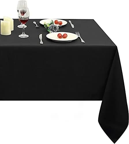 Obstal Black Polyester Table Cloth 152cm x 213cm | Stain & Water Resistant for Dining thumbnail 1
