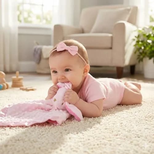 Pro Goleem Pink Bunny Security Blanket for Babies 40cm x 40cm (16"x16") | OEKO-TEX Certified Soft Minky Fabric thumbnail 5