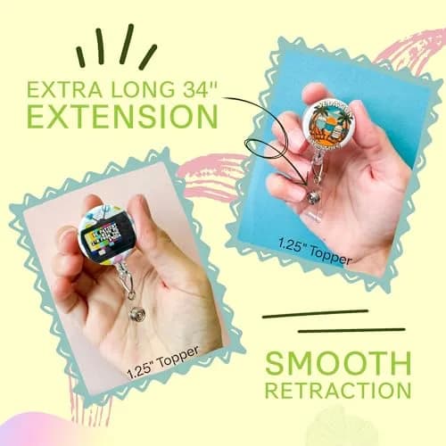 Limeloot Floral Brain Badge Reel with 34 Inch Retractable Cord | Modern Floral Pattern thumbnail 4